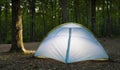 Lighted backpacking tent Royalty Free Stock Photo