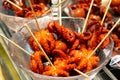 Octopus on the sticks - traditional japanese street food snacks in Nishiki Seafood Market in Kyoto, Japan. Royalty Free Stock Photo