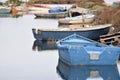 A small old blue boat abandoned Royalty Free Stock Photo