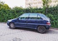 Small old car Citroen Saxo 1.1 parked Royalty Free Stock Photo