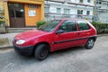 Small old car Citroen Saxo 1.0 parked