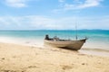 Small old fishing boat on beach at Koh Chang Island.Thailand Sea Royalty Free Stock Photo