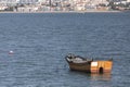 Small old fishing boats on the tajo river near lisbon portugal Royalty Free Stock Photo