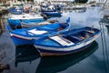 Small old fishing boats at sea port in Italy Royalty Free Stock Photo