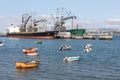 Small old fishing boats on the tajo river near lisbon portugal Royalty Free Stock Photo