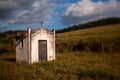 Small old white church in the countryside - titl-shift lens Royalty Free Stock Photo