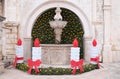 Small Onofrio Fountain decorated with Advent wreaths and candles in Dubrovnik