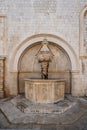 Small Onofrio's Fountain in central Dubrovnik old town in Croatia summer morning