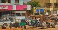 Small open shop for Sudanese coffee at the edge of a busy street in Khartoum, Sudan