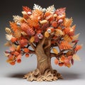 Colorful Fruit And Fall Leaves Tree Sculpture