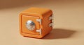 Small Orange Cube Safe with Combination Lock and Metal Handle on Neutral Background security money Royalty Free Stock Photo