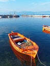 Small Orange Greek Fishing Boat Royalty Free Stock Photo