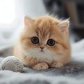 Small Orange Kitten Laying on Top of a Bed