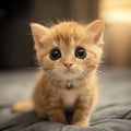 Small Orange Kitten Sitting on Top of Bed