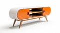 Colorized Retro Tv Unit In Orange And White By Kathryn Dalby