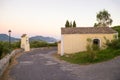 Small orthodox church on top of the mountain in Pelekas village, Corfu, Greece Royalty Free Stock Photo