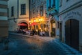 Small outdoor restaurant in the evening in old town of Prague
