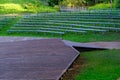 A small outdoor stage made of wooden boards. Latvia, Dikli Royalty Free Stock Photo