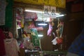 Small outdoor urban clothing and toys booth in Nam Shan Estate in Shek Kip Mei, Hong Kong