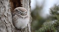 A small owl is sleeping in a tree Royalty Free Stock Photo