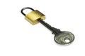 Small padlock but the bigger key Royalty Free Stock Photo