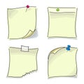 Small paper sticky notes pinned buttons