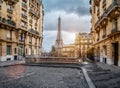 The eifel tower in Paris from a tiny street Royalty Free Stock Photo