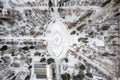 Small park with bare trees covered with snow. Aerial view to winter park in Yekaterinburg Royalty Free Stock Photo