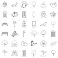 Small park icons set, outline style