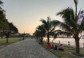 A small park inside a town looking glorious making colaboration with the beauty of the lake beside it during the evening