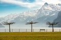 Small park near Brunnen with beautiful views on Alps and lake Lu