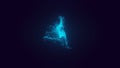 Small particle abstract design of blue power cloud against dark background Royalty Free Stock Photo