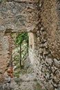 small passage in a castle ruin