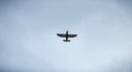 Small passenger plane flying over Isle of Yeu near France Royalty Free Stock Photo