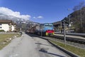 Small  passenger train at the station Royalty Free Stock Photo