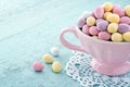 Small pastel color easter eggs