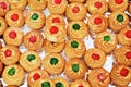 Small pastries background Royalty Free Stock Photo