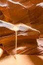 Small Path through Upper Antelope Canyon. Natural rock formation in beautiful colors. Beautiful wide angle view of amazing Royalty Free Stock Photo