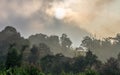 Small pavilion with sunrise in winter at forest of Phanoen Thung mountain Royalty Free Stock Photo