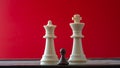 Small pawn on chess board against larger adversary concept of adversity ,discimination ,equality Royalty Free Stock Photo
