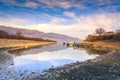 Small peaceful harbor at lake Kerkini, Greece