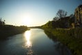 Small peaceful river in the Uzhgorod, public place in the city located on the center.