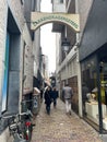 Small pedestrian street in Utrecht, the Netherlands Royalty Free Stock Photo