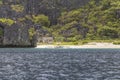 Small philippine boat on sand beach of island Royalty Free Stock Photo