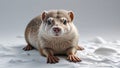 Photorealistic lemming in resting position with paws forward, full coat shown on white Royalty Free Stock Photo
