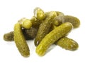 Small pickled Cucumbers on white Background - Isolated