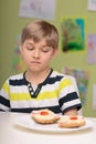 Small picky eater boy Royalty Free Stock Photo