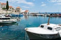 Small picturesque harbor with traditional fishing boats in Bol, Croatia Royalty Free Stock Photo