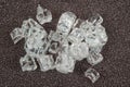 Small pieces of broken shiny glass or crystal