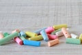 Small pieces of colorful chalks